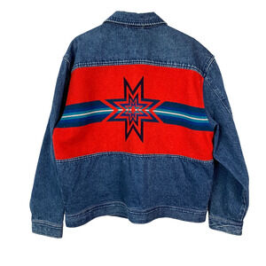 Vintage Pendleton Western Wear Sioux Star Denim Wool Blend Inset Jacket XL